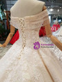Shop 2019 Long & Short Champagne Ball Gown Tulle Lace Appliques Off The Shoulder Wedding Dress With Beading With Factory Price From Kemedress