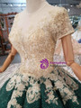 Shop 2019 Long & Short Green Ball Gown Sequins Short Sleeve Appliques Wedding Dress With Beading With Factory Price From Kemedress