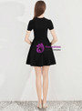 Shop 2019 Long & Short In Stock:Ship in 48 Hours Black Satin Short Sleeve Homecoming Dress With Factory Price From Kemedress