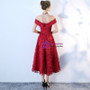 Shop 2019 Long & Short In Stock:Ship in 48 Hours Burgundy Hi Lo Off the Shoulder Short Prom Dress With Factory Price From Kemedress
