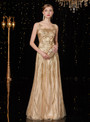 Shop 2019 Long & Short A-Line Champagne Gold Tulle Sequins Long Mother Of The Bride Dresses With Factory Price From Kemedress