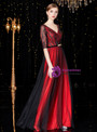Shop 2019 Long & Short A-Line Red And Black Tulle Deep V-neck Backless Half Sleeve Mother Of The Bride Dress With Factory Price From Kemedress