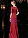 Shop 2019 Long & Short Burgundy Satin Short Sleeve Sequins Long Mother Of The Bride Dress With Factory Price From Kemedress