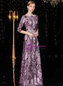 Shop 2019 Long & Short A-Line Purple Sequins Half Sleeve Long Mother Of The Bride Dress With Factory Price From Kemedress