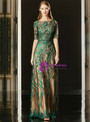 Shop 2019 Long & Short A-Line Champagne Tulle Green Appliques Short Sleeve Mother Of The Bride Dress With Factory Price From Kemedress