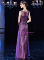 Shop 2019 Long & Short A-Line Purple Sequins Appliques Long Mother Of The Bride Dress With Shawl With Factory Price From Kemedress