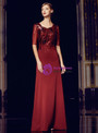 Shop 2019 Long & Short A-Line Burgundy Short Sleeve Sequins Long Mother Of The Bride Dress With Factory Price From Kemedress