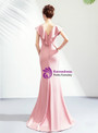 Shop 2019 Long & Short In Stock:Ship in 48 Hours Pink Satin mermaid V-neck Prom Dress With Crystal With Factory Price From Kemedress