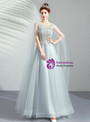 Shop 2019 Long & Short In Stock:Ship in 48 Hours Gray Tulle Appliques Backless Prom Dress With Factory Price From Kemedress