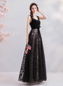 Shop 2019 Long & Short In Stock:Ship in 48 Hours Black Tulle Velvet Long Prom Dress With Factory Price From Kemedress