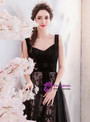 Shop 2019 Long & Short In Stock:Ship in 48 Hours Black Tulle Velvet Long Prom Dress With Factory Price From Kemedress