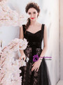 Shop 2019 Long & Short In Stock:Ship in 48 Hours Black Tulle Velvet Long Prom Dress With Factory Price From Kemedress