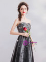 Shop 2019 Long & Short In Stock:Ship in 48 Hours Black Tulle Strapless Appliques Prom Dress With Factory Price From Kemedress