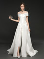 Shop 2019 Long & Short In Stock:Ship in 48 Hours White Satin Off The Shoulder Trouser Skirt With Factory Price From Kemedress