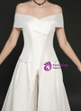 Shop 2019 Long & Short In Stock:Ship in 48 Hours White Satin Off The Shoulder Trouser Skirt With Factory Price From Kemedress