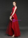 Shop 2019 Long & Short In Stock:Ship in 48 Hours Burgundy Tulle Satin Long Prom Dress With Factory Price From Kemedress