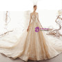 Shop 2019 Long & Short Champagne Ball Gown Lace Long Sleeve Beading Wedding Dress With Long Train With Factory Price From Kemedress