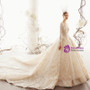 Shop 2019 Long & Short Champagne Ball Gown Lace Long Sleeve Beading Wedding Dress With Long Train With Factory Price From Kemedress