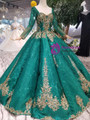 Shop 2019 Long & Short Green Ball Gown Sequins Long Sleeve Square Neck Colorful Wedding Dress With Factory Price From Kemedress
