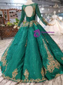Shop 2019 Long & Short Green Ball Gown Sequins Long Sleeve Square Neck Colorful Wedding Dress With Factory Price From Kemedress