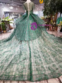 Shop 2019 Long & Short Green Ball Gown Sequins Short Sleeve Wedding Dress With Long Train With Factory Price From Kemedress