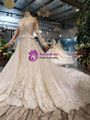 Shop 2019 Long & Short Champagne Tulle Sequins Appliques Long Sleeve Beading Wedding Dress With Removable Train With Factory Price From Kemedress