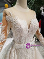 Shop 2019 Long & Short Champagne Tulle Sequins Appliques Long Sleeve Beading Wedding Dress With Removable Train With Factory Price From Kemedress