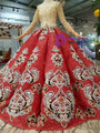 Shop 2019 Long & Short Red Ball Gown Sequins Square Neck Long Sleeve Beading Wedding Dress With Factory Price From Kemedress