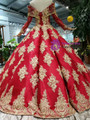 Shop 2019 Long & Short Red Ball Gown Gold Appliques Off The Shoulder Beading Wedding Dress With Factory Price From Kemedress