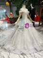 Shop 2019 Long & Short Silver Gray Ball Gown Tulle Sequins Off The Shoulder Wedding Dress With Long Train With Factory Price From Kemedress