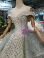 Shop 2019 Long & Short Silver Gray Ball Gown Tulle Sequins Off The Shoulder Wedding Dress With Long Train With Factory Price From Kemedress