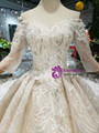 Shop 2019 Long & Short Champagne Ball Gown Tulle Lace Appliques Off The Shoulder Short Sleeve Wedding Dress With Factory Price From Kemedress