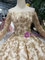 Shop 2019 Long & Short Champagne Gold Sequins Off the Shoulder Long Sleeve Wedding Dress With Factory Price From Kemedress