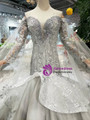 Shop 2019 Long & Short Gray Mermaid Tulle Appliques Off The Shoulder Long Sleeve Wedding Dress With Factory Price From Kemedress