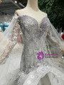 Shop 2019 Long & Short Gray Mermaid Tulle Appliques Off The Shoulder Long Sleeve Wedding Dress With Factory Price From Kemedress