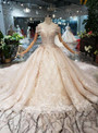 Shop 2019 Long & Short Champagne Tulle Appliques Off The Shoulder Beading Wedding Dress With Long Train With Factory Price From Kemedress