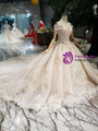 Shop 2019 Long & Short Champagne Tulle Appliques Off The Shoulder Beading Wedding Dress With Long Train With Factory Price From Kemedress