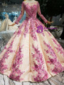 Shop 2019 Long & Short Champagne Ball Gown Pink Appliques Beading Long Sleeve Wedding Dress With Factory Price From Kemedress