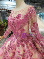 Shop 2019 Long & Short Champagne Ball Gown Pink Appliques Beading Long Sleeve Wedding Dress With Factory Price From Kemedress