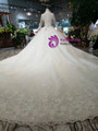 Shop 2019 Long & Short Marvelous Champagne Ball Gown Tulle Lace Appliques Long Sleeve Wedding Dress With Train With Factory Price From Kemedress