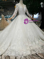 Shop 2019 Long & Short Ivory White Tulle Lace Appliques V-neck Long Sleeve Backless Wedding Dress With Factory Price From Kemedress