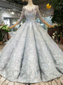 Shop 2019 Long & Short Silver Gray Sequins Long Sleeve Embroidery Appliques Wedding Dress With Beading With Factory Price From Kemedress