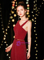 Shop 2019 Long & Short In Stock:Ship in 48 Hours Burgundy Sequins Asymmetrical Prom Dress With Side Split  With Factory Price From Kemedress