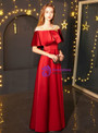 Shop 2019 Long & Short In Stock:Ship in 48 Hours Red Satin Prom Dress With Beading With Factory Price From Kemedress