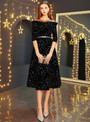 Shop 2019 Long & Short In Stock:Ship in 48 Hours Black Velvet Half Sleeve Prom Dress With Sash With Factory Price From Kemedress
