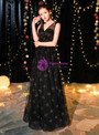 Shop 2019 Long & Short In Stock:Ship in 48 Hours Black Tulle V-neck Long Prom Dress With Factory Price From Kemedress