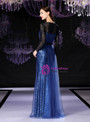 Shop 2019 Long & Short A-Line Blue Tulle Sequins Long Sleeve Mother Of The Bride Dress With Factory Price From Kemedress