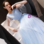 Shop 2019 Long & Short In Stock:Ship in 48 Hours Light Blue Tulle Sequins Long Prom Dress With Factory Price From Kemedress