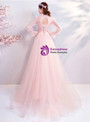 Shop 2019 Long & Short In Stock:Ship in 48 Hours Pink Tulle Long Sleeve Appliques Prom Dress With Factory Price From Kemedress