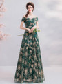 Shop 2019 Long & Short In Stock:Ship in 48 Hours Green Sequins Off The Shoulder Prom Dress With Factory Price From Kemedress